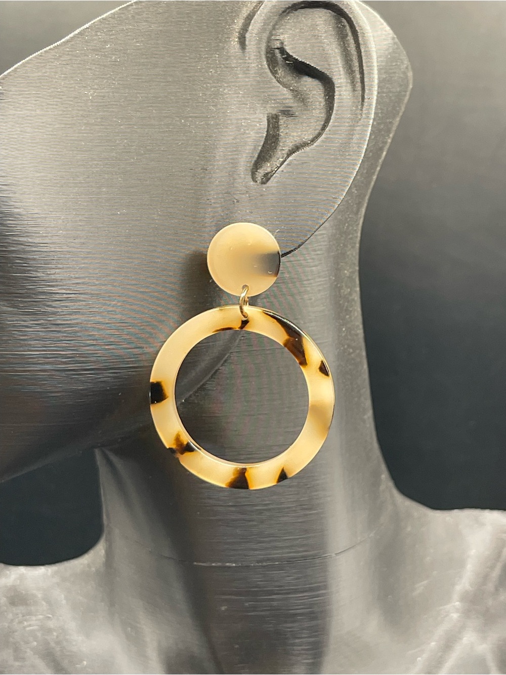Tortoiseshell Hoop Drop Earrings -